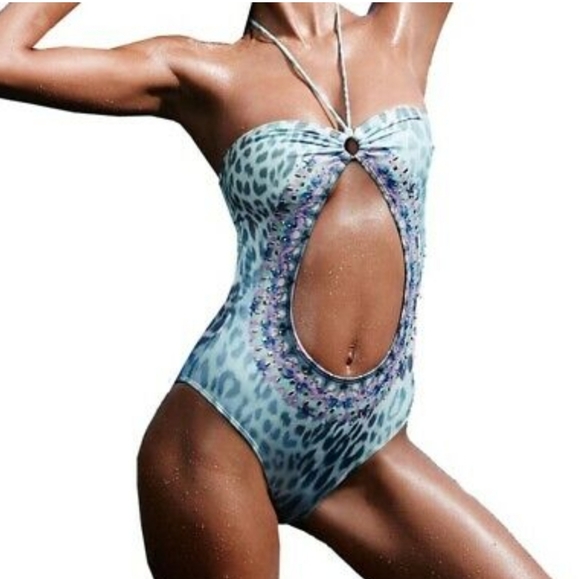 New Victoria Secret Jewelled Open-Front Swimsuit M - Picture 7 of 8